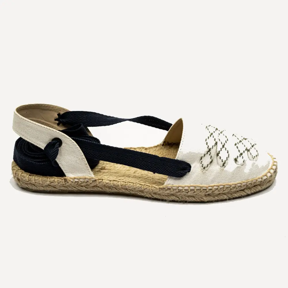 Wholesale Price Lace Up Lady Flat Jute Sole Espadrilles Canvas Shoes For Women And Ladies Espadrile Shoes From Bangladesh