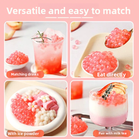 Perles éclatantes de boba instantanées saveur châtaigne d'eau rose, ingrédients populaires pour desserts au bubble tea, garniture sucrée et juteuse pour boissons