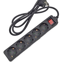Régulateur d'extension à 5 prises fabriqué en Chine 16A/250V 3680W Longueurs 1,5/3/5m Couleur noire Don Feliz