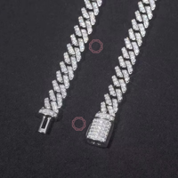 Collier chaîne cubaine tendance en argent sterling 925 plaqué or fin avec moissanite naturelle D VVS certifiée pour hommes/femmes