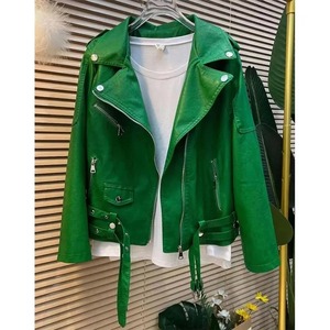 Blouson aviateur en cuir d'agneau pour femme, hiver 2025, fermeture éclair, vêtement d'extérieur avec rembourrage en coton - Product Image 5