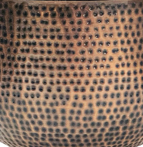 Pot en fer martelé rond élégant antique finition bronze pointillé décoration de sol de jardin maison personnalisée jardinière sans émail pour fleurs - Product Image 3