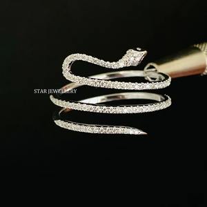 Anillo de serpiente de diamante natural de oro macizo de 14K. - Product Image 5