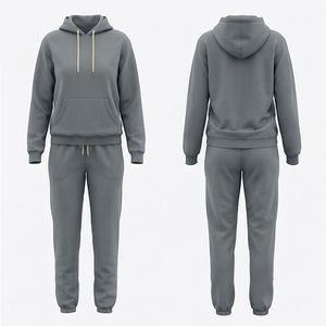 High Quality OEM Custom 350gsm Cotton Heavyweight <b>Fleece</b> Lined Sweatpants And <b>Hoodies</b> Set Jogger Set Tracksuit For Women Wear - Product Image 1