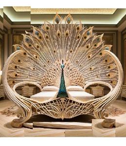 Colección de Muebles de Dormitorio de Diseño Exclusivo, Hechos a Mano en Madera de Teca con Diseño de Pavo Real, Tradicionales, Duraderos y Personalizables, Reino Unido - Product Image 1