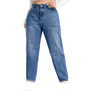Venta al por mayor, pantalones vaqueros de talla grande para mujer, pantalones vaqueros de cintura alta con curvas, pantalones vaqueros ajustados elásticos para Boutique de moda 2025 - Product Image 6