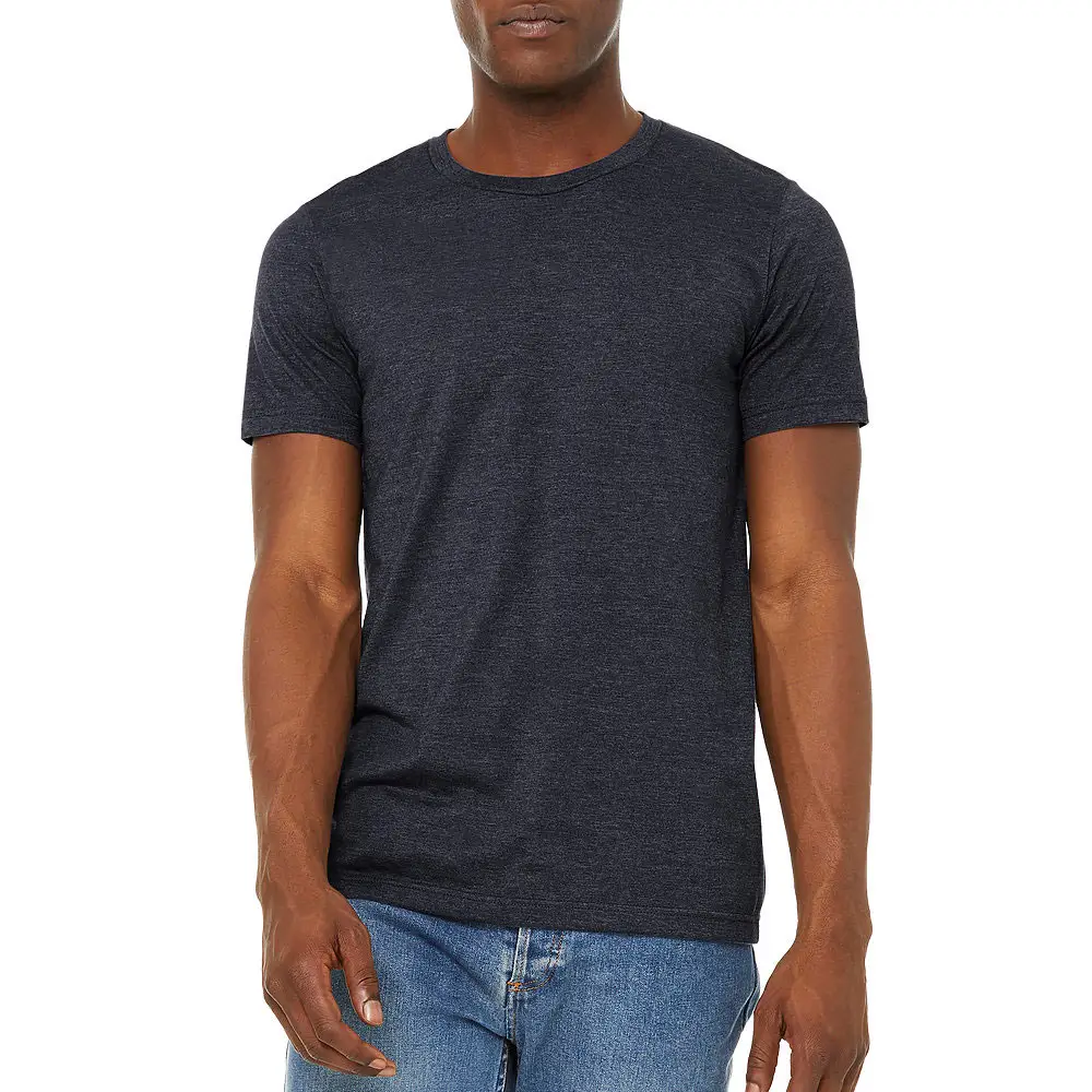 Özel Polyester pamuk Rayon t-shirt koşu t-shirt kas Fit spor Unisex Triblend erkek Tri Blend Tee gömlek