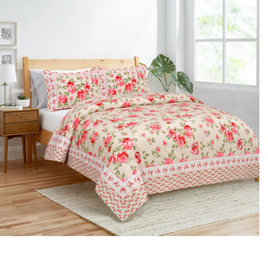 Draps de lit de taille jumbo au design floral lumineux fabriqués sur mesure avec 2 taies d'oreiller Tissu 100% coton 30s count Tissu plus fin et plus doux - Product Image 1