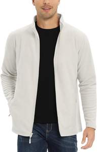 Veste pour homme surdimensionnée à fermeture éclair de couleur unie Veste légère à fermeture éclair complète Manteaux chauds et doux décontractés avec poches - Product Image 2