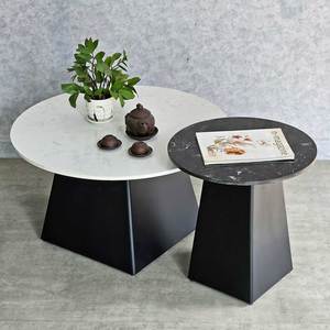 Table basse minimaliste à emboîter avec plateau en marbre et pieds en fer pour salon et entrée - Product Image 2