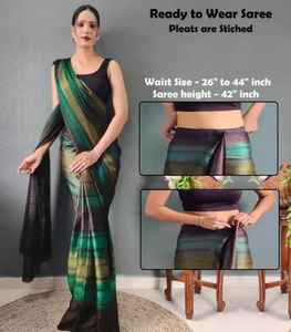 Indian Designer Women's Moss Chiffon Saree with <b>Blouse</b> Beautiful Ethnic Heavy Work Best Price Fancy <b>Sari</b> From Boutique Exclusive - Product Image 5