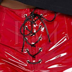 Shorts en cuir pour femmes, décontractés, de haute qualité, séchage rapide, légers, couleur rouge, taille ajustable, logo imprimé personnalisé, respirants - Product Image 2