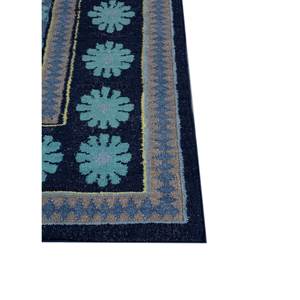 พรมขนสัตว์ขนาดใหญ่สีน้ำเงินอัลฮัมบรา 9x12 ฟุต ทอแบบเรียบด้วยเส้นใยปอกระเจา พร้อมลวดลายเรขาคณิตแบบแพทช์เวิร์คสำหรับทางเดินรูปสี่เหลี่ยมผืนผ้า-ADWL-13172 - Product Image 4