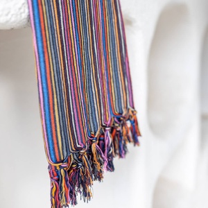 Serviette de plage turque rustique haut de gamme, rayures multicolores marine, 100% coton Peshtemal, 40x70 pouces - Product Image 3