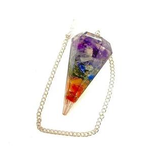 Venta al por mayor genuina hecha a mano 7 Chakra orgonita cristal punto péndulo pulido piedra preciosa radiestesia herramienta para Feng Shui curación - Product Image 3