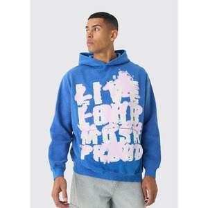 Sweat à capuche épais pour homme de haute qualité 360g, avec impression graphique sur le devant, logo personnalisé, design respirant et épaules tombantes - Product Image 1