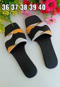 Weaving Threads <b>Slip</b> <b>on</b> Style Ladies Beaded Hand Embroidered Leather <b>Slippers</b> Women Designer Embroidery <b>Slipper</b> - Product Image 6