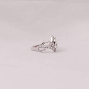 Pear Lab Grown Diamond Cluster Setting Engagement Ring With Round Cut Side Conflict Free Diamond Ring in 14KT <b>Solid</b> Gold - Product Image 5