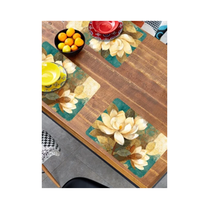 Napperons de table écologiques brodés certifiés GOTS 200 GSM à imprimé floral, lavables, style pastoral, pour la maison - Product Image 1