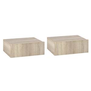 HOMCOM-Juego de 2 mesitas de noche suspendidas de madera, diseño moderno, 40x30x15cm, color madera - Product Image 6