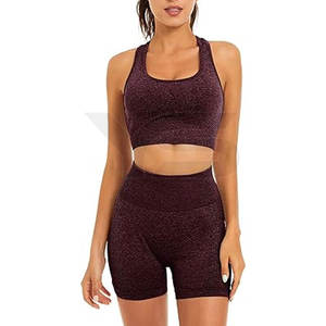 Conjunto de sujetador y pantalones cortos de algodón de alta calidad para entrenamiento de verano, gimnasio, Fitness, ropa de Yoga personalizada para tallas grandes, sin costuras y suave - Product Image 1