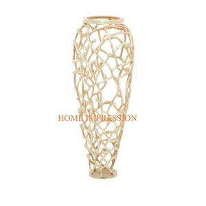 Vases et pots de table de luxe en aluminium plaqué or Matériau laiton vintage Vases et pots à fleurs de grande taille pour ferme - Product Image 3