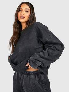 Survêtement unisexe surdimensionné en coton épais délavé à l'acide, style streetwear rétro |   Aspect vintage |   Style urbain - Product Image 3