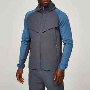 Survêtement de sport unisexe personnalisé 100% polyester, imperméable, coupe-vent, respirant, motif uni, avec capuche, fonctionnalités de course à pied - Product Image 1