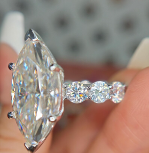 15 Carat Marquise Cut D Colorless VVS Basket Moissanite Ring Moissanite <b>wedding</b> <b>diamond</b> ring - Product Image 2