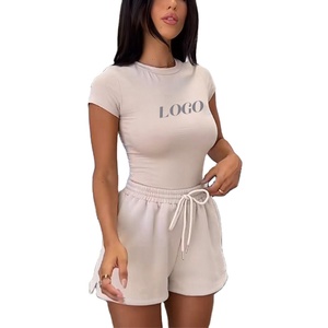 Conjuntos de pantalones cortos de motorista, ropa deportiva, conjunto corto de 2 piezas para mujer, Top corto personalizado de 2 piezas y conjuntos de pantalones cortos para mujer 2025 - Product Image 1