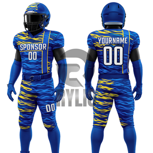 Conjunto de uniformes de fútbol americano personalizados | Camisetas y pantalones de equipos juveniles masculinos | Proveedor de ropa deportiva de poliéster sublimado OEM al por mayor - Product Image 1