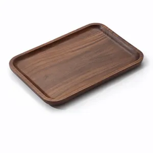 Bandeja de madera rectangular para servir, bandeja de mesa de madera natural hecha a mano para servir comida o bebida en hoteles y restaurantes - Product Image 2