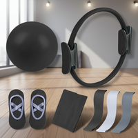 Kit d'équipement de yoga et de Pilates, anneau magique, ballon d'exercice, bandes d'étirement, chaussettes antidérapantes, entraînement de fitness, ensemble d'entraînement de flexibilité