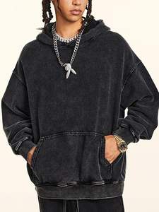 Sudaderas con Capucha Extra Grandes para Hombre, Lavado Ácido, 100% Algodón, Corte Regular, Forro Polar Impermeable, Estilo Urbano, Diseño Sólido, para Invierno - Product Image 3