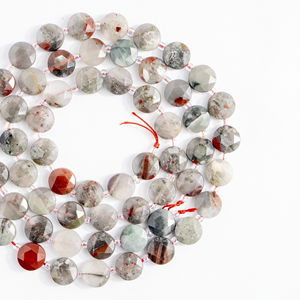 Wholesale Trending 8mm African Bloodstone Flat Coin Disc <b>Beads</b> Natural Healing Crystals For Jewelry Making <b>Art</b> Fashion - Product Image 1