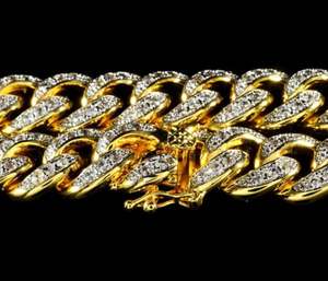 Elegant 13MM Yellow Gold <b>Moissanite</b> <b>Bracelet</b> & <b>Bangle</b> Diamond Cuban Link for Wedding & Gift Ideas - Product Image 3