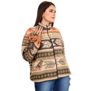 Kimono Automne Hiver Veste en Laine de Yak Mélangée Zippée Douce et Confortable avec Motif Géométrique Aztque - Product Image 5