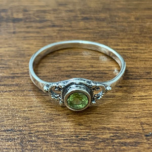 2.0 Grams <b>Peridot</b> Geometric Gemstone <b>Ring</b> 14K Yellow Gold with Gold Plating Statement Jewelry with Zircon Stone Everyday Wear - Product Image 1