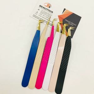 Pinzas de extensión de pestañas de acero inoxidable con revestimiento de Color personalizado profesional herramienta de aplicación de pestañas de Punta puntiaguda sostenible - Product Image 5