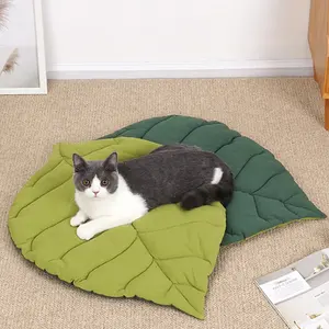 Cama Moderna de Doble Cara para Gatos y Perros, con Diseño de Hojas, de Cuero, Suave y Portátil - Product Image 5