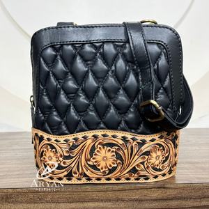 Nueva moda occidental de cuero mecanizado a mano para mujer, bolso cruzado con cremallera de cuero acolchado con entramado de diamantes, bolsos de hombro de diseñador de lujo - Product Image 1