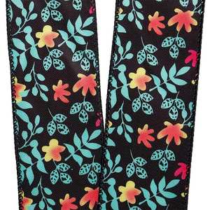 Luxury Floral Flowers & Stems on Black <b>Wire</b> <b>Ribbon</b> Polyester and Silk Material for Wedding Birthday & Halloween Gift Wrapping - Product Image 3