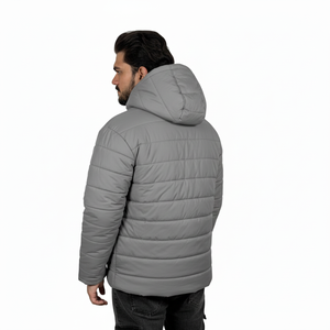 High Street Canvas Stand Collar Front Logo Men's <b>Winter</b> Puffer <b>Jackets</b> Quilted Polyester <b>Waterproof</b> Puffer <b>Jacket</b> for man - Product Image 3