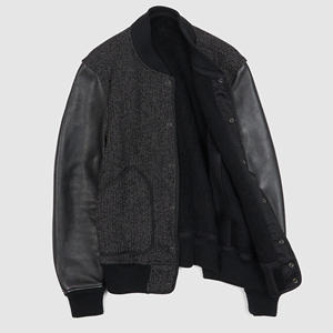 แจ็คเก็ตวาร์ซิตี้แบบกำหนดเองได้ ตัวเสื้อทำจากผ้าขนสัตว์ แขนเสื้อทำจากหนัง เหมาะสำหรับใส่ในร่มและกลางแจ้ง สำหรับผู้ชาย - Product Image 2
