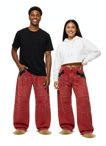 กางเกงยีนส์ขายาวสำหรับผู้ชายกางเกงขาบานแบบซ้อนกันขายาวขนาดใหญ่ล้างได้ - Product Image 6