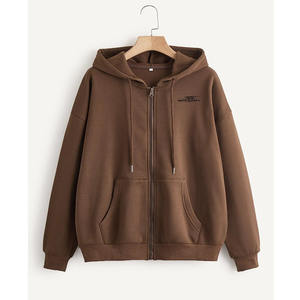 Women's 2024 <b>Winter</b> Collection Fashionable Thermal Lined Hoodies with Solid Zipper and Customized Logo 100% Cotton - Product Image 1