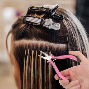 Pince d'extension de cheveux professionnelle en acier inoxydable de haute qualité poignées en plastique multifonctions outils d'extension de cheveux - Product Image 5