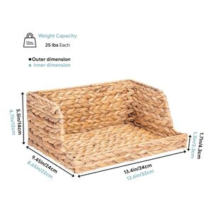 Panier de rangement à ouverture frontale durable et écologique en osier tissé à la main avec poignées en jacinthe d'eau, étagère de garde-manger - Product Image 6