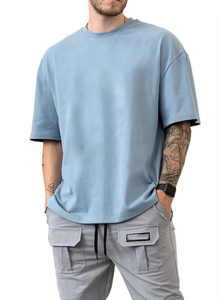 Boxy Fit luxe hommes 250 Gsm surdimensionné T-Shirt goutte épaule graphique lourd coton vierge personnalisé Streetwear - Product Image 3