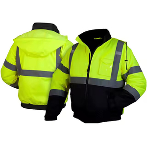 Best Seller Hi Vis Winter Canvas Reflective Breathable Workwear <b>Safety</b> Jacket for Men's <b>Roadway</b> Night Work - Product Image 4